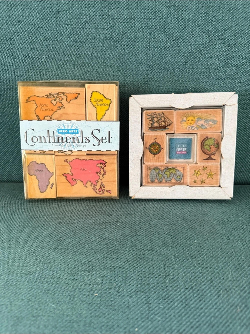 2 Sets Hero Arts Rubber Stamps: Continents and Voyager Stamps
